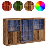 vidaXL Buffet avec lumières LED Bois vieilli 181.5x37x100 cm Bois d'ingénierie