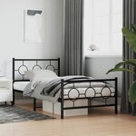 vidaXL Cadre de lit métal sans matelas avec pied de lit noir 100x190cm