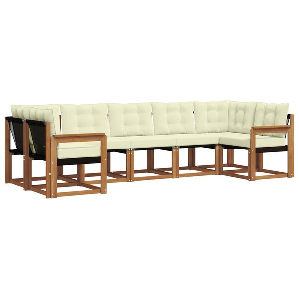 vidaXL Ensemble de canapés d'extérieur 7 pc Naturel et Crème