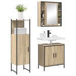 vidaXL Ensemble de mobilier de salle de bain avec étagère 3 Pièces Marron