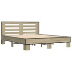 vidaXL Cadre de lit chêne sonoma 160x200 cm bois d'ingénierie et métal