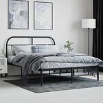 vidaXL Cadre de lit métal sans matelas avec tête de lit noir 140x200cm