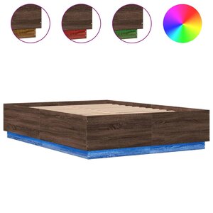 vidaXL Cadre de lit avec LED sans matelas chêne marron 120x200 cm