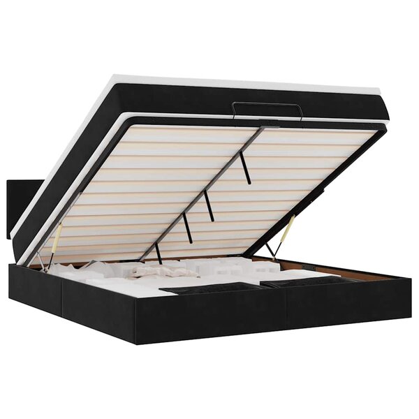VidaXL Cadre de lit ottoman avec matelas noir 180x200 cm velours