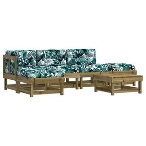 vidaXL Salon de jardin 6 Pièces avec coussins bois de pin imprégné