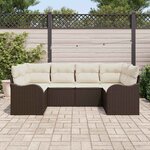 vidaXL Ensemble de canapé de jardin 6 Pièces Marron et blanc Poly rotin
