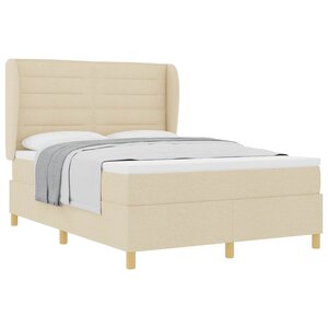 vidaXL Lit à ressorts avec matelas Crème 190 x 140 cm tissu