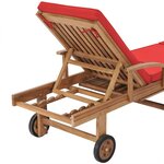 vidaXL Chaises longues avec coussins 2 Pièces Bois de teck solide Rouge