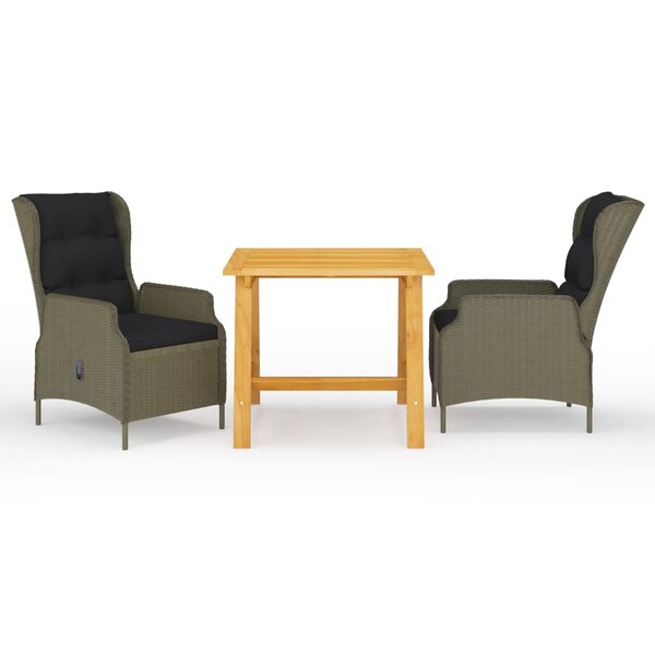 vidaXL Ensemble à manger de jardin 3 Pièces Marron