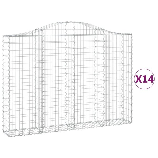 vidaXL Paniers à gabions arqués 14 Pièces 200x30x140/160 cm Fer galvanisé