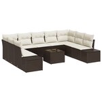 vidaXL Ensemble de canapé de jardin de 9 pièces avec coussins - Rattan poly gris