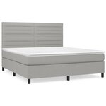 vidaXL Sommier à lattes de lit avec matelas Gris clair 180x200cm Tissu