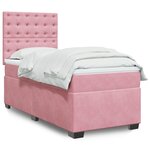 vidaXL Sommier à lattes de lit avec matelas Rose 90x200 cm Velours