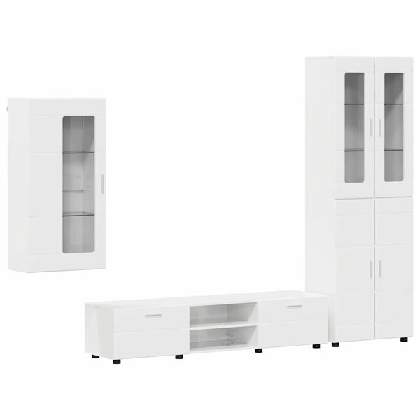 vidaXL Ensemble meuble TV FLORIN Blanc brillant Bois d'ingénierie