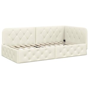 vidaXL Cadre de lit d'angle Crème 90 x 190 cm Velours