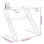 vidaXL Bureau de jeu avec pieds en forme de ZZ Noir 90x60x75 cm