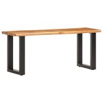 Banc banquette au bord naturel du bois 110 x 35 x 46 cm bois d'acacia solide et acier 02_0010780