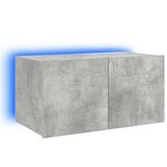 vidaXL Meuble TV mural avec lumières LED gris béton 60x35x31 cm