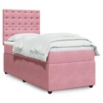 vidaXL Sommier à lattes de lit avec matelas Rose 90x190 cm Velours