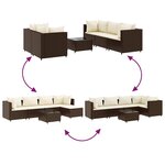 vidaXL Salon de jardin 6 Pièces avec coussins Marron Résine tressée