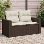 vidaXL Canapé de jardin avec coussins 2 places marron résine tressée