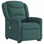 vidaXL Fauteuil inclinable de massage électrique Vert foncé Tissu