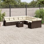 vidaXL Salon de jardin et coussins 11 Pièces marron résine tressée