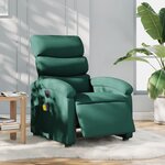 vidaXL Fauteuil de massage inclinable électrique Vert foncé Tissu