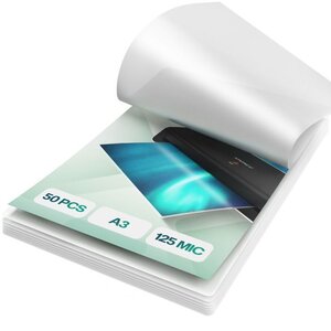 ACROPAQ 50 Pochettes de plastification A3 - 125 mic  50 Feuilles de plastification Standard- Brillantes  Qualité- Coins arrondis