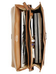 Cartable serviette Katana architecte en cuir - 38 cm - 2 soufflets - 69327 - Marron