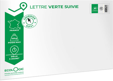 Prêt-à-Poster - Lettre verte suivie - 100g - Format C4 - Enveloppe à l'unité