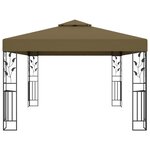 vidaXL Tonnelle avec double toit et lumières LED 3x4 m Taupe