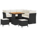 vidaXL Canapé de jardin 8 pièces avec coussins en poly rotin noir et acacia