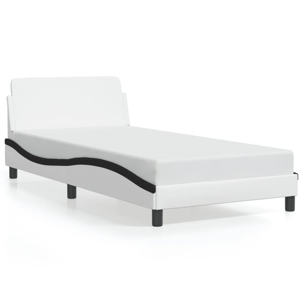 vidaXL Cadre de lit sans matelas blanc et noir 100x200 cm similicuir