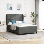Lit Box Spring vidaXL avec Matelas en Gris Foncé  140x200 cm en Tissu