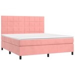 vidaXL Sommier à lattes de lit avec matelas Rose 180x200 cm Velours