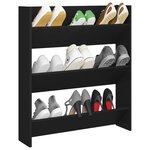 vidaXL Armoire à chaussures murale noir 80x18x90 cm bois d'ingénierie