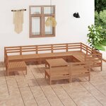 Vidaxl salon de jardin 11 pièces bois de pin massif marron miel