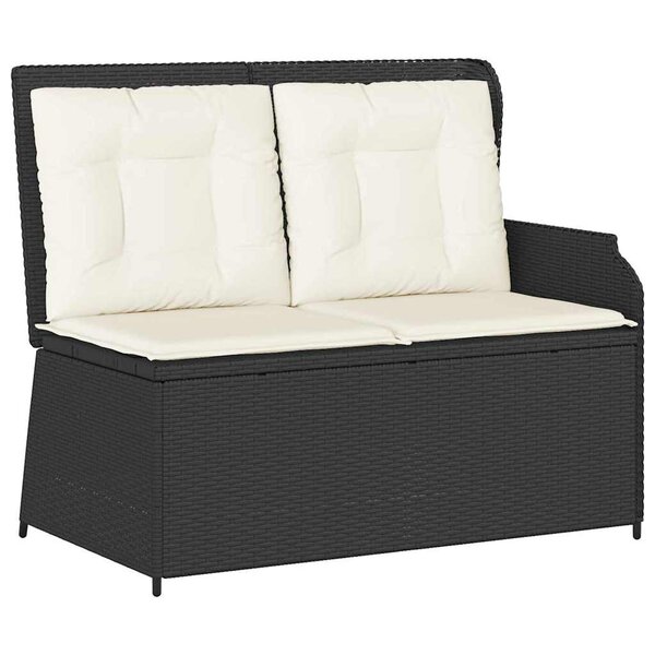 vidaXL Banc de jardin avec coussin Noir Poly rotin