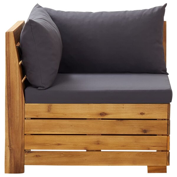 vidaXL Canapé d'angle sectionnel 1 pc et coussins Bois d'acacia massif