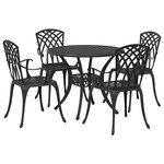 vidaXL Ensemble de salle à manger pour jardin 5 Pièces Noir Aluminium