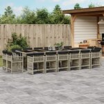 vidaXL Ensemble à manger de jardin et coussins 17 Pièces gris clair rotin