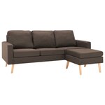 vidaXL Canapé à 3 places avec repose-pied Marron Tissu