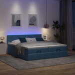VidaXL Cadre de lit ottoman avec matelas bleu foncé 180x200 cm velours