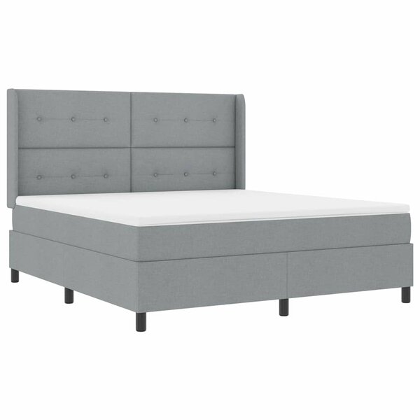 vidaXL Lit à ressort LED Gris clair 180 x 200 cm tissu