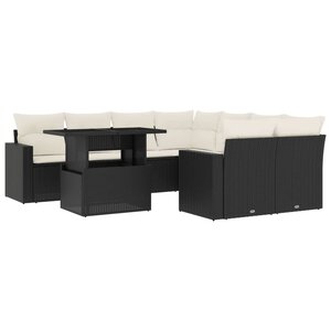 vidaXL Salon de jardin 9 Pièces avec coussins noir résine tressée