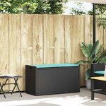 vidaXL Banc de rangement extérieur coussin noir 100 cm résine tressée