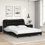 vidaXL Cadre de lit sans matelas Hvar noir et blanc 160x200 cm similicuir