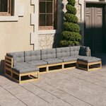 vidaXL Salon de jardin 7 Pièces avec coussins Bois de pin massif