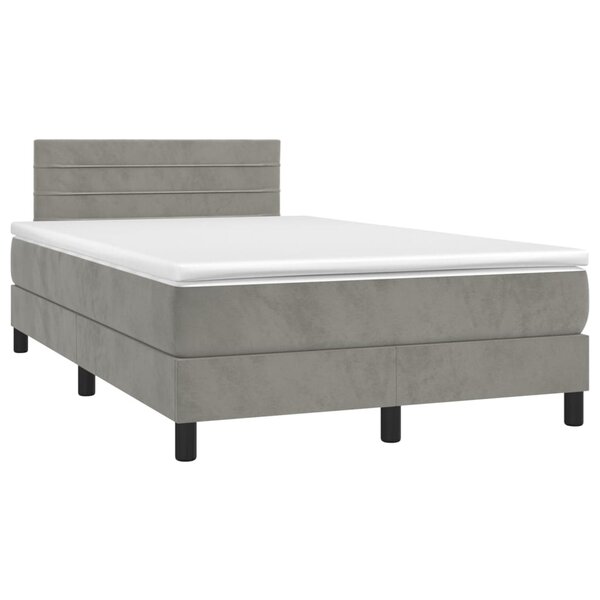vidaXL Sommier à lattes de lit et matelas gris clair 120x190cm velours
